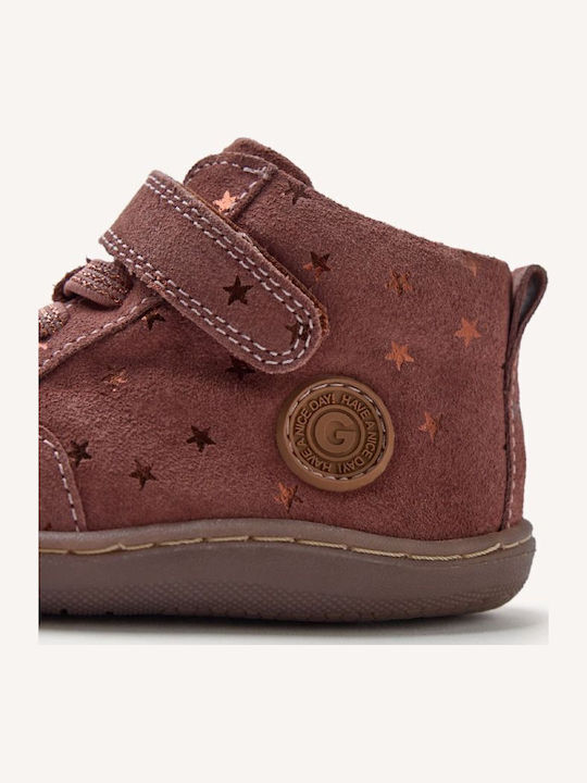 Anatomice Ghete Copii din Piele cu Velcro Roz