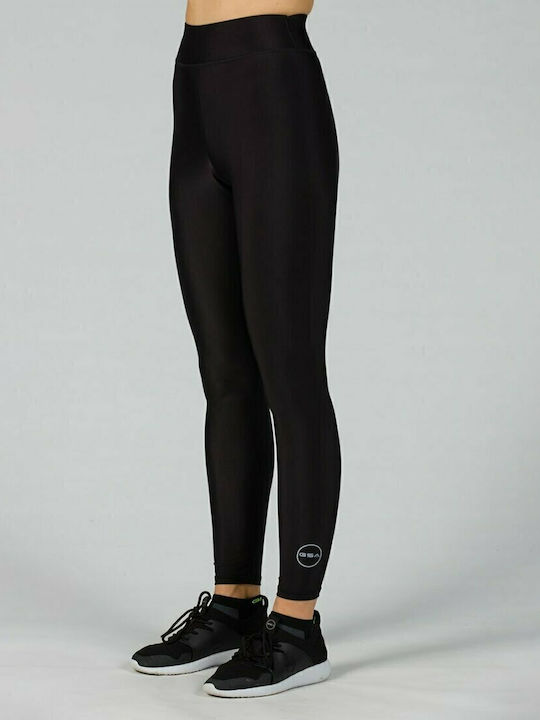 Glow Active 17-21007 Running Γυναικείο Cropped Κολάν Γυαλιστερό & Ψηλόμεσο Μαύρο