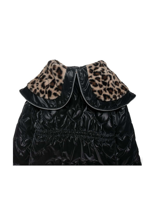 Kids' Quilted Jacket with Lining & Hood Black