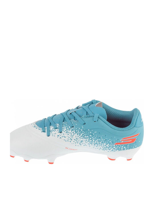 Youth FG Kids Soccer Cleats & Shoes with Molded Outsole White / Turquoise