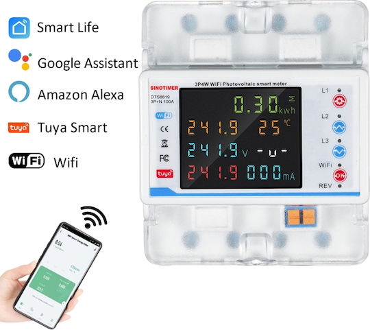 Sinotimer Амперметър За Електрически Табло Дигитален Шина Трифазен Wi-Fi Твоя