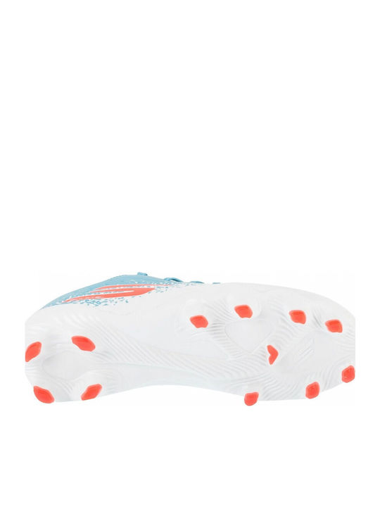 Youth FG Kids Soccer Cleats & Shoes with Molded Outsole White / Turquoise