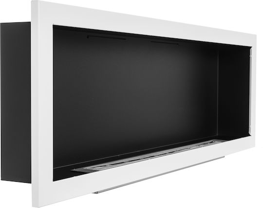Globmetal Стенен Биоетанолова камина Вътрешно пространство Бял 120x14.4x40см