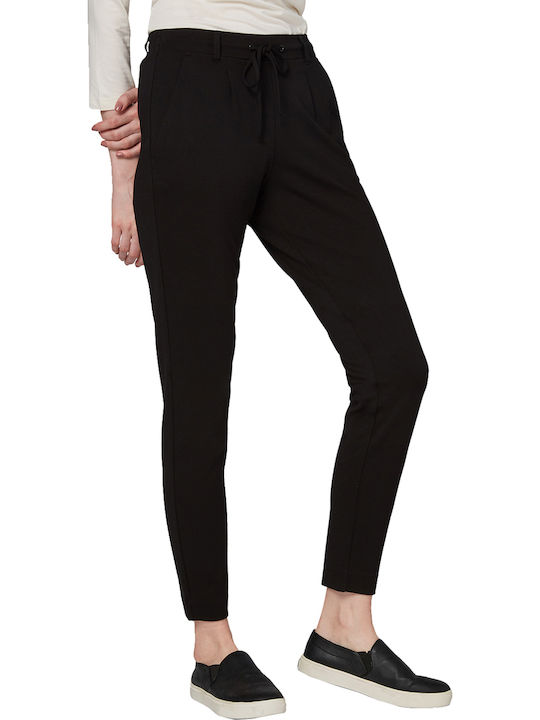 Women's Fabric Trousers with Elastic Loose Fit Black