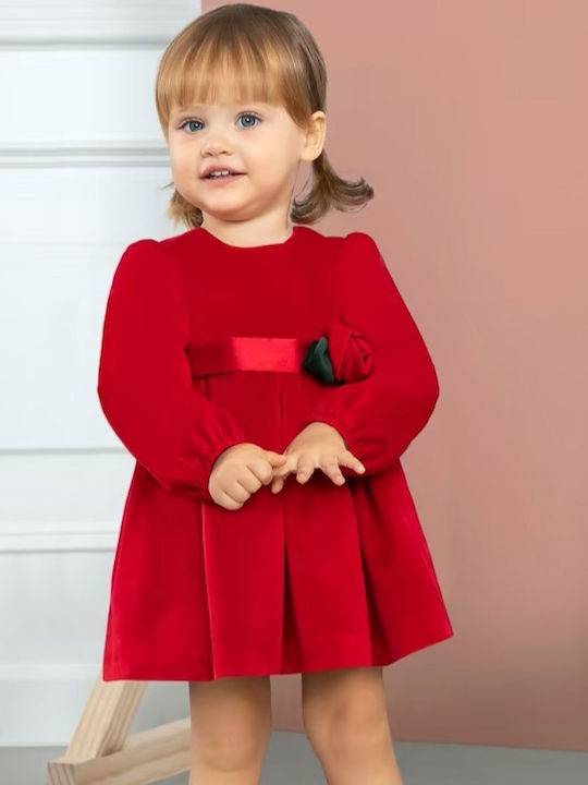 Children's Dress Long Sleeve Velvet Red