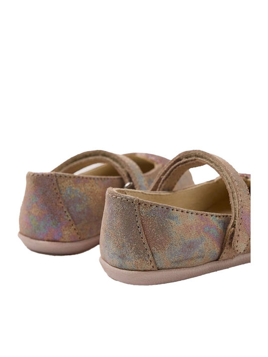 Balerini copii cu închidere Hoop & Loop Suede Roz