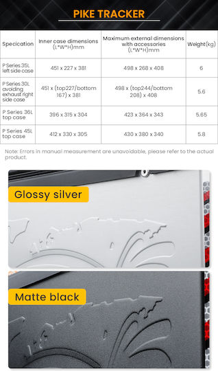 Loboo Motorrad-Topcase Aluminium 45l Silber