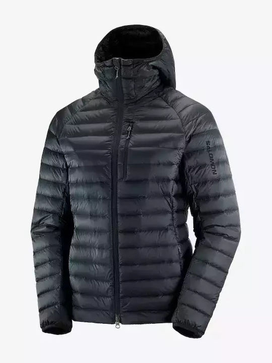 Women's for Hiking Puffer Jacket for Winter with Hood Deep Black