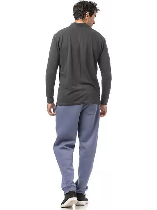 Polo Bluza Bărbați Mânecă Lungă Gri