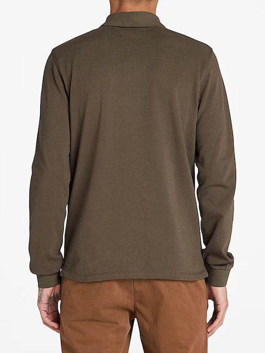Millers River Polo Long Sleeve Blouse Dark Olive Green