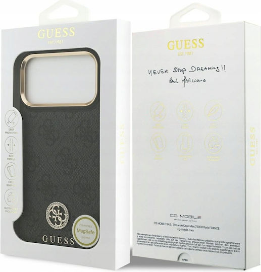 Guess 4g Strass Logo Magsafe Umschlag Rückseite Silikon / Kunststoff / Synthetisches Leder Schwarz (iPhone 17 Pro Max)
