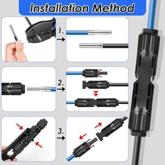 Set 10 Conectori Onuvio MC4 Accesorii Fotovoltaice Panouri Solare Masculin Feminin 1000V 45A Certificat CE RoHS Impermeabil IP67