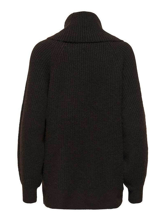 Life Women's Long Sleeve Sweater Turtleneck Dark Brown