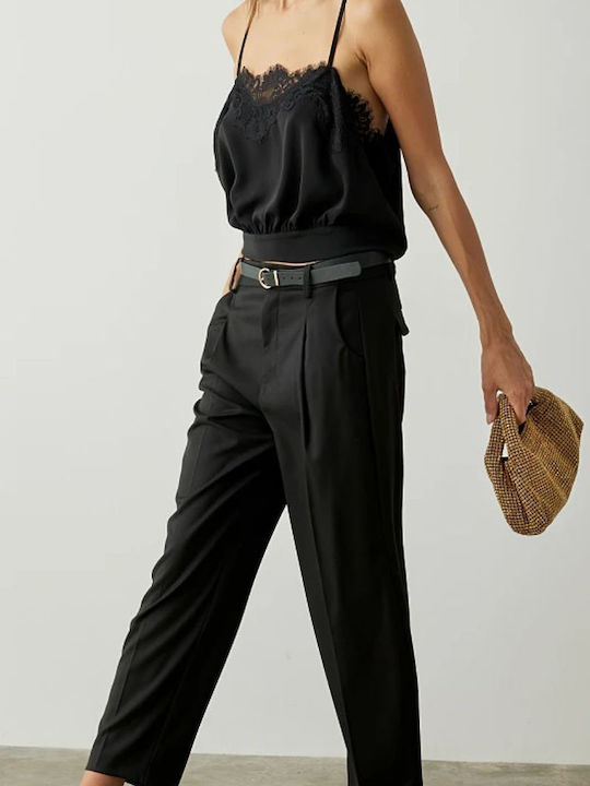 Damen Crop Top mit Trägern Black