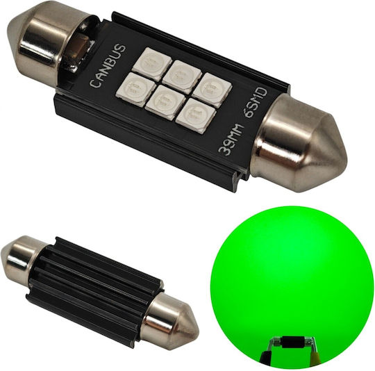C5W C10W LED Bulb SV8.5 12-24V Canbus 39mm Green