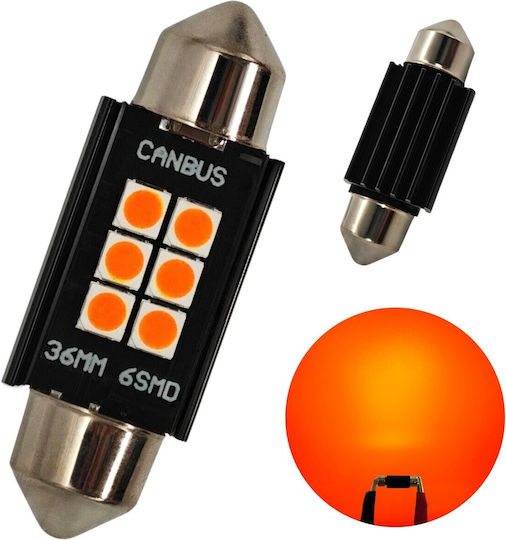 C5w Led Bulb Sv8.5 12-24v Canbus 36mm Orange