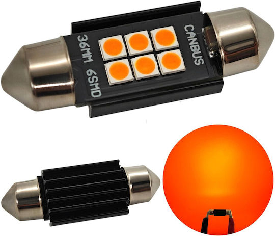 C5w Led Bulb Sv8.5 12-24v Canbus 36mm Orange
