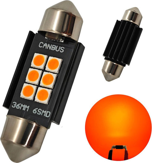 C5w Led Bulb Sv8.5 12-24v Canbus 36mm Orange