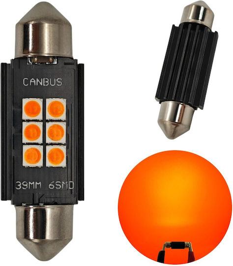 C5w C10w Bec Led Sv8.5 12-24v Canbus 39mm Portocaliu