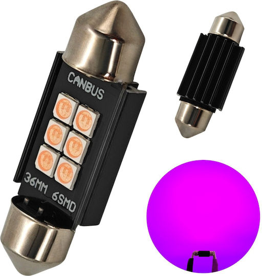 C5w Led Bulb Sv8.5 12-24v Canbus 36mm Pink