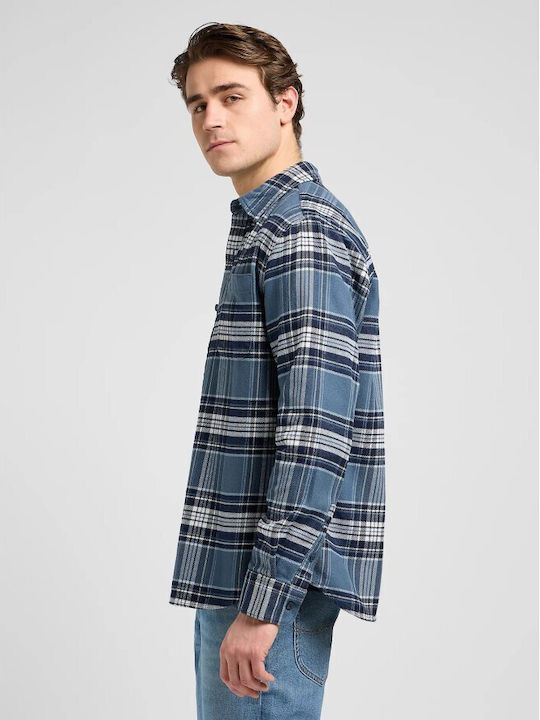 Long Sleeve Overshirt In Wide Line Checked Checked