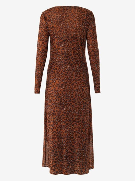 Rochie Midi De Seară Cu Plasă Leopard