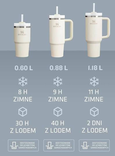 Stanley Flowstate Handled Tumbler Θερμός Ανοξείδωτο BPA Free 890ml Orange Cream με Καλαμάκι και Λαβή