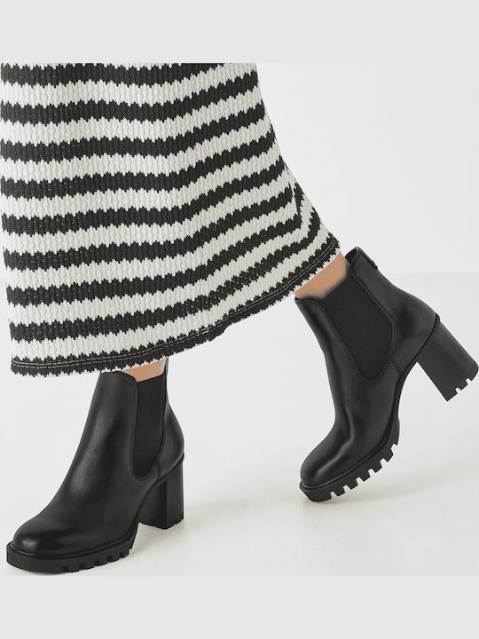 Leder Stiefeletten Damen Schwarz