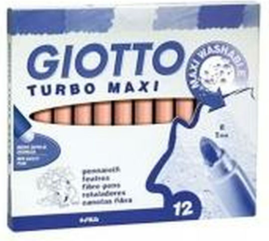 Giotto Turbo Maxi Ροζ Μαρκαδόροι Ζωγραφικής 5mm Χονδροί Σετ 12τμχ