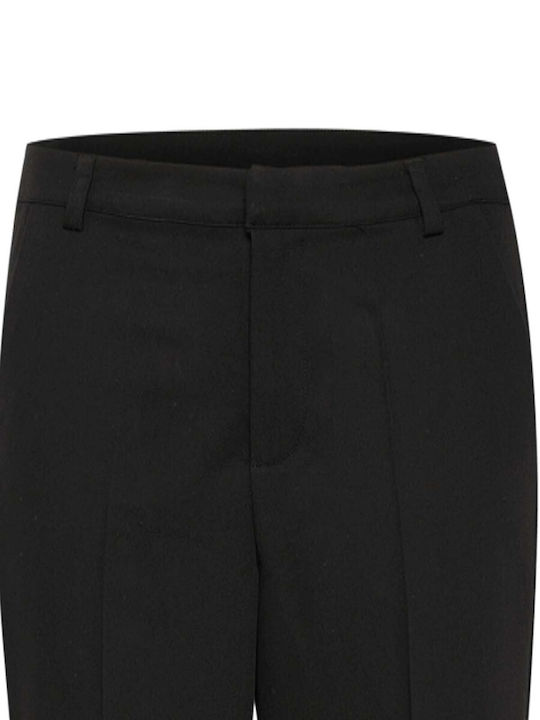 Damen Hoch tailliert Stoff Hose Black