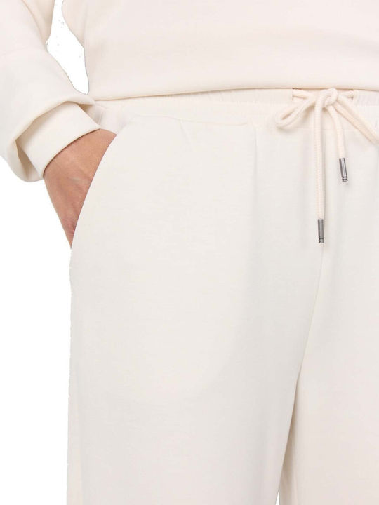 Damen Hoch tailliert Stoff Hose mit Gummizug Ecru