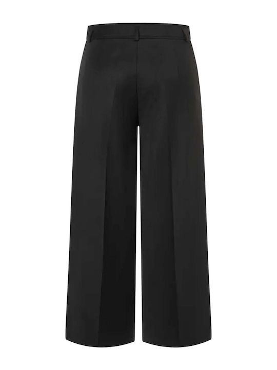 Women's Fabric Trousers Straight Line Black