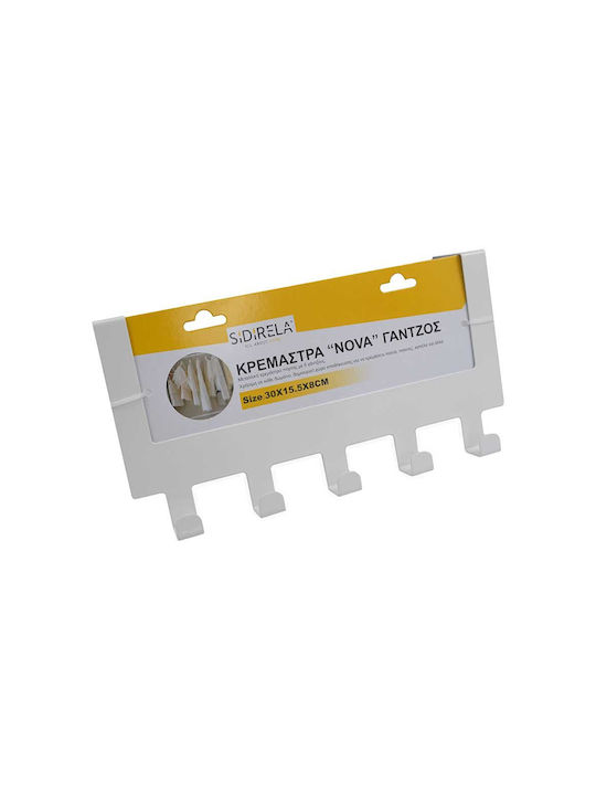Sidirela Nova Άγκιστρο Μπάνιου 5 Θέσεων με Βίδες ​30x15.5cm Μαύρο