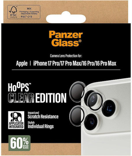 PanzerGlass Hoops Camera Protection Membrane Transparent for the iPhone 16 Pro, iPhone 16 Pro Max