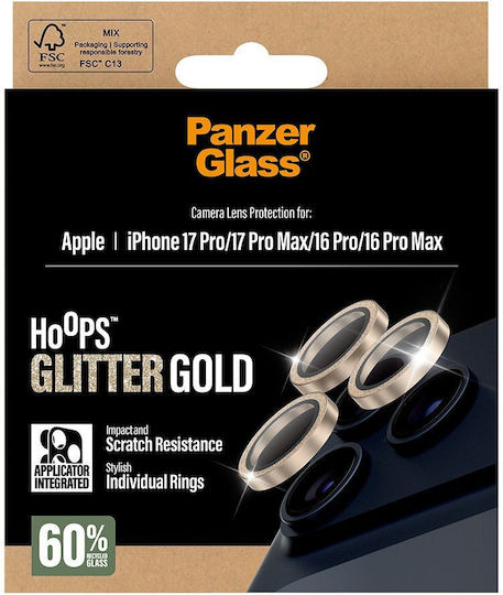 PanzerGlass Hoops Camera Protection Tempered Glass Gold for the iPhone 17 Pro, iPhone 17 Pro Max, iPhone 16 Pro PG38210