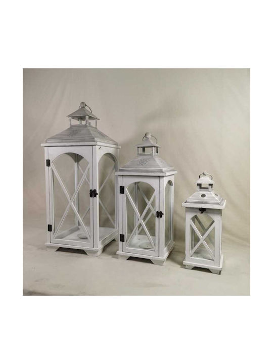 Dream House Wooden Lanterns Set White 3pcs