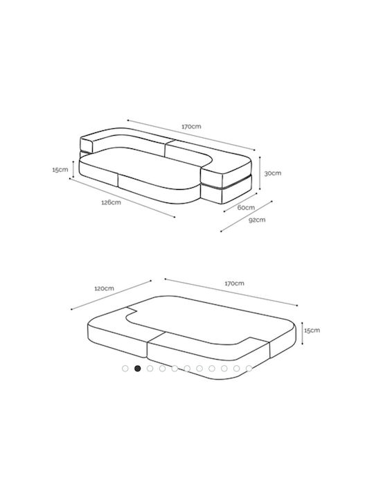 Two-Seater Couch Bed Beige 170x92x30 cm