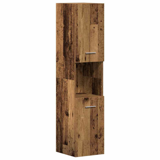 vidaXL Waschtisch mit Waschbecken, Spiegel & Säule mit Licht L41xB38.5xH46cm Old Wood