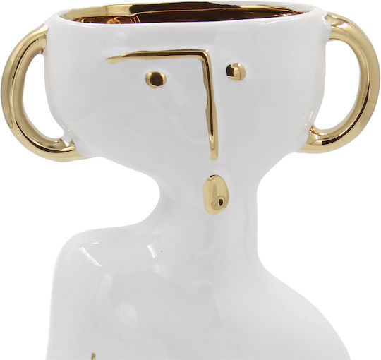 Keskor Διακοσμητικό Βάζο Κεραμικό Λευκό Φ17xΥ32cm