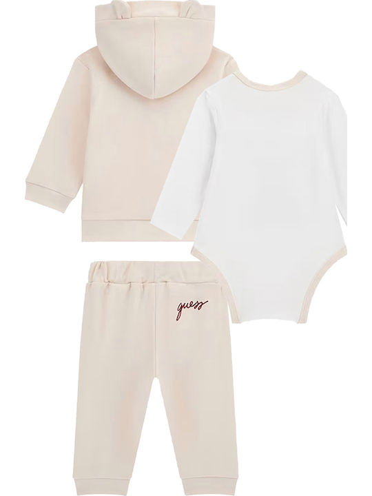 Kids Sweatpants Set Beige 3pcs