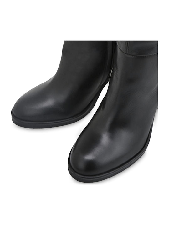 Leder Damenstiefel Über dem Knie Schwarz