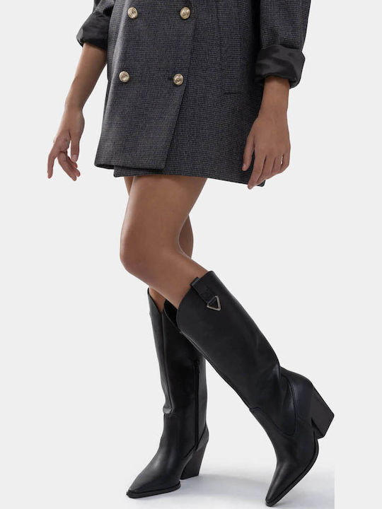 High Heel Cowboy Boots Black