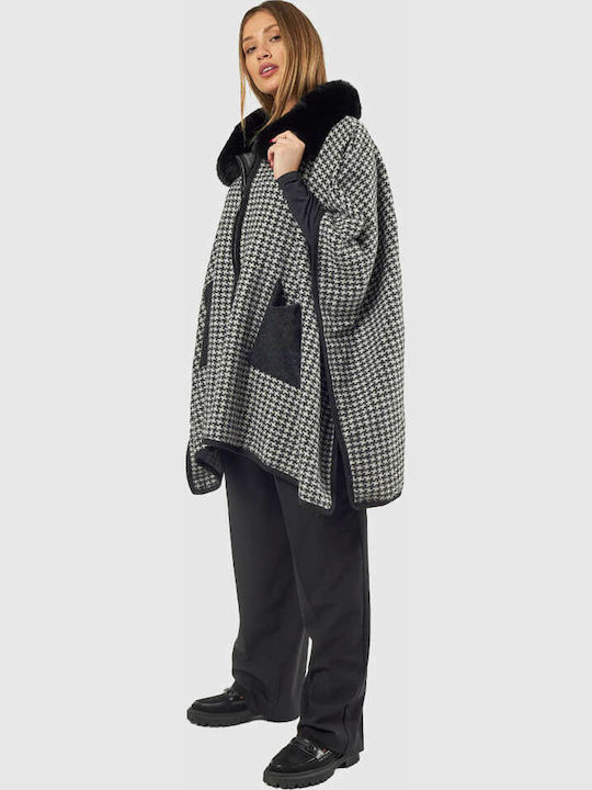 Women's Knitted Cardigan with Zipper Black