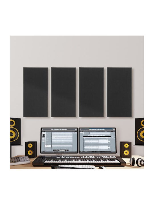 3D Wall Panels Adhesive Black 59.944x29.972cm 4 Pieces