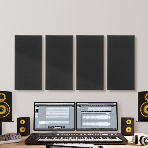 3D Wall Panels Adhesive Black 59.944x29.972cm 4 Pieces