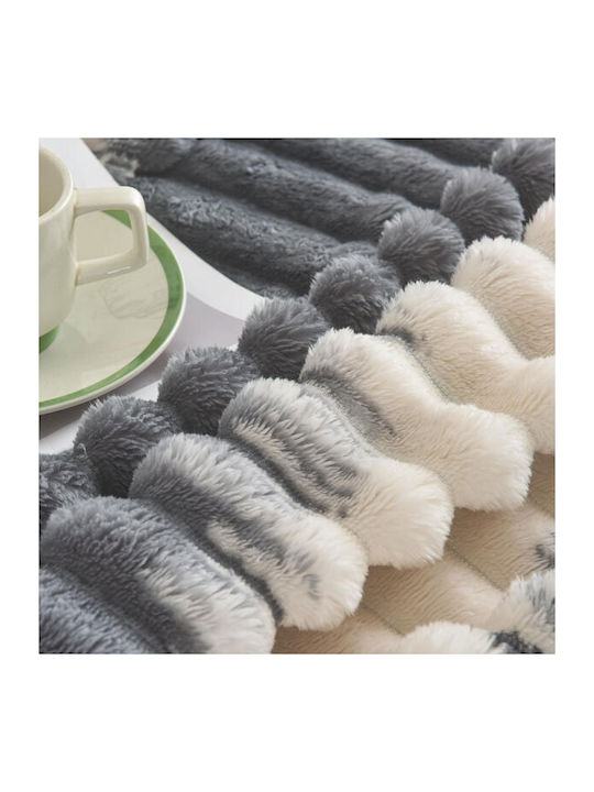 SpitiBazaar Blanket Velvet Queen 220x240cm Σκούρο Γκρι - Λευκό