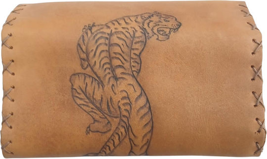 Handgefertigte Lederne Tabaktasche mit Tiger-Branding Design in Herstellerfarbe Kpn-1052