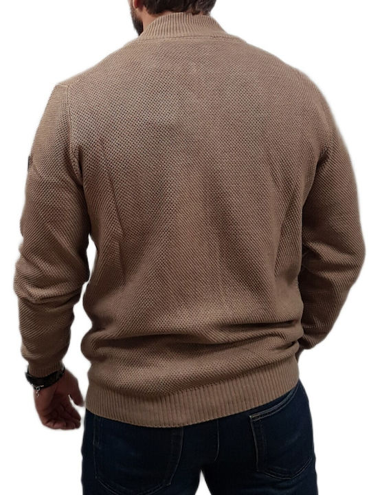 Men's Knitted Cardigan Beige Melange
