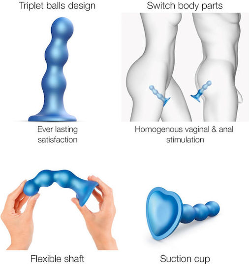 Strap On Me Dildo Glass Dildo With Suction Cup Blue 42cm