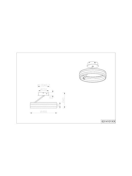 Trio Lighting Dios Πλαφονιέρα Οροφής Ασημί
